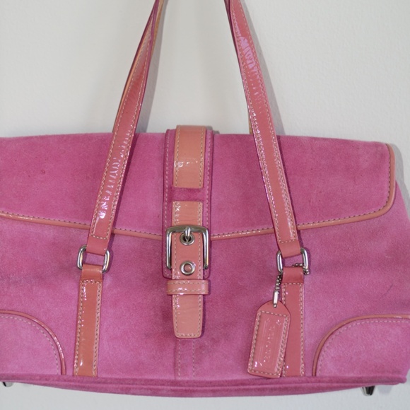 VINTAGE COACH PINK SUEDE BAG - Picture 2 of 5